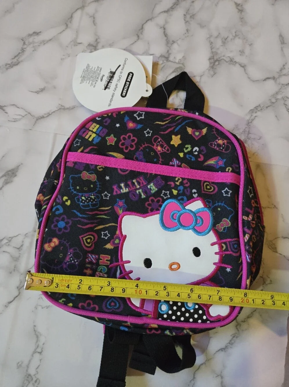 NWT Hello Kitty Girls Kids Black & Pink Colorful Mini Backpack